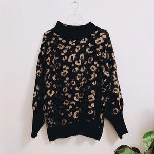 Forever 21+ Fuzzy Black Leopard Print Sweater